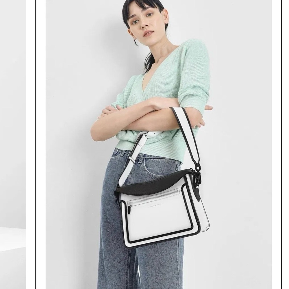 Charles & Keith Black and White Crossbody Bag